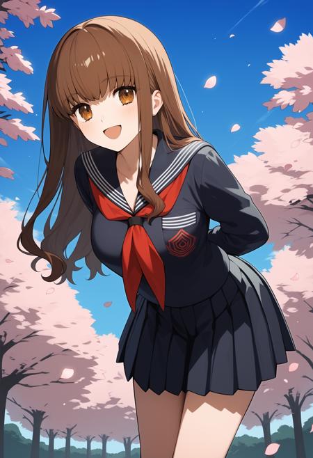 aahakuno, long hair, brown hair, brown eyes, breasts, school uniform, blue bowtie, brown jacket, long sleeves, pleated skirt, brown skirt, black pantyhose aahakuno, long hair, brown hair, brown eyes, breasts, black serafuku, black sailor collar, red neckerchief, sailor shirt, black shirt, long sleeves, pleated skirt, black skirt aahakuno, long hair, brown hair, ponytail, hair ribbon, visor cap, white headwear, brown eyes, breasts, one-piece swimsuit, sleeveless, bracelet