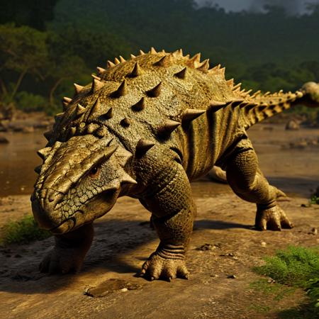 masterpiece, best quality,  <lora:Ankylosaurus_Dinosaur:1>, Ankylosaurus_Dinosaur,  Jurassic jungle,