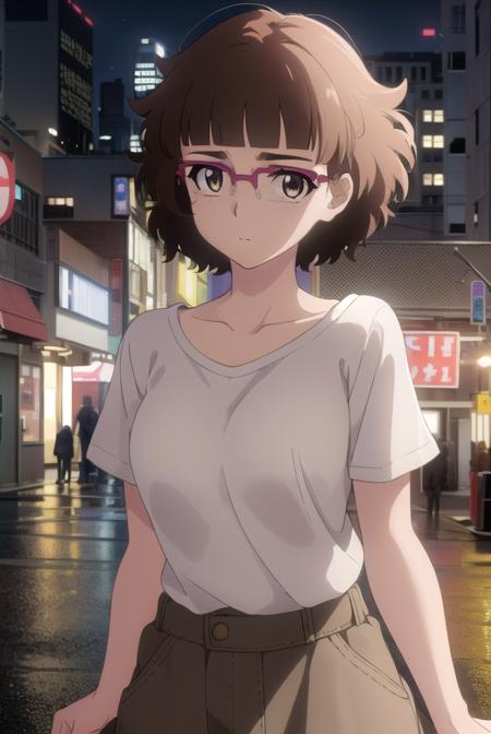 recreatorsmarine, <lora:recreators marine s1-lora-nochekaiser:1>,
marine, short hair, brown hair, (brown eyes:1.3), glasses, mole, mole under eye, bangs, blunt bangs,
BREAK skirt, shirt, white shirt, short sleeves, pink skirt, collarbone,
BREAK outdoor, city, night, sky, buildings, moon, clouds,
BREAK looking at viewer, (cowboy shot:1.5),
BREAK <lyco:GoodHands-beta2:1>, (masterpiece:1.2), best quality, high resolution, unity 8k wallpaper, (illustration:0.8), (beautiful detailed eyes:1.6), extremely detailed face, perfect lighting, extremely detailed CG, (perfect hands, perfect anatomy),