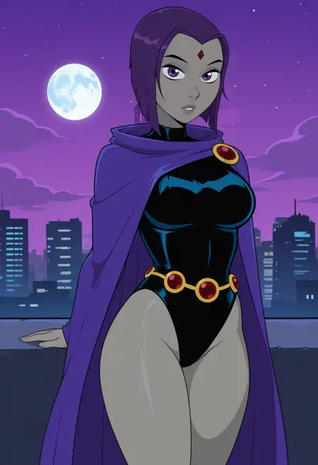 Raven, Rachel Roth, human-demon hybrid, (Teen Titans, 18titans), LoRA, PonyXL | IllustriousXL
