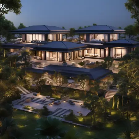 Asian Villa, forest background