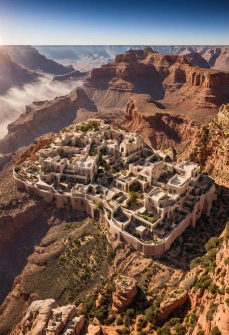 (The colonial city of the future, in the mist-filled Grand Canyon, on an unknown Earth-like planet, 2 moon on sky, Spaceship flight connects colonies:1.3), (Richard Meier:1.2), (Mario Botta:1.3), (avant-garde, future, reality, science fiction, photorealistic), (modern architecture:1.2), 
(Large Files, Ultra Realistic, 8K, 16k, FHD, HD, VFX, Perfect, Photography, composition, Architecture Sales Photography, Architecture Competition, Ultra High Resolution, Cinematography, High Resolution Image:1.1), (dramatic lighting, direct sunlight, ray tracing, clear shadow:1.2),  (real landscape:1.1), (blurred background:1.0), (urban background, more_details) ,
ac_neg1, great lighting, clear, hillscastel, frames