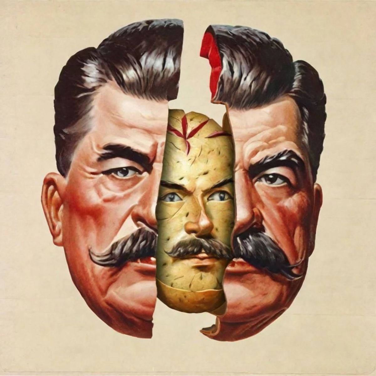 Split head Sliced potato inside Joseph Stalin