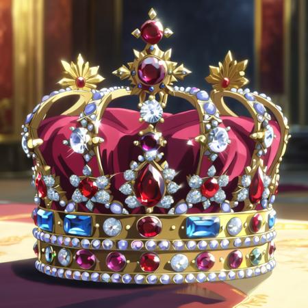 anime screencap in mnst artstyle of a crown with jewels, hd, 4k, high-quality