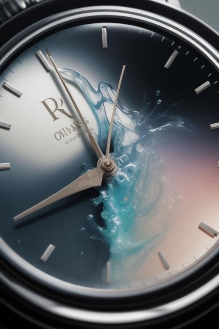 lazypos,aesthetic,extremely aesthetic,masterpiece,flowing,pool of liquid,overflowing,made of l1qu1dp34rl,metal,pearl,liquid pearl,pearlescent,pastel colors,rainbow,watch,no human,pocket watch,watch face,clock face,close up,macro photography,macro photo,liquid,filled,filled with liquid,liquid pouring from watch,oozing,<lora:liquidpearlXL_r1:1>,