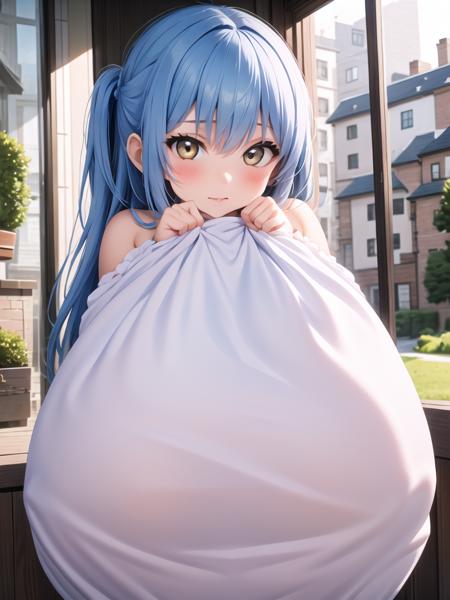 a girl, naked bag <lora:present bag-001_0.7:1>