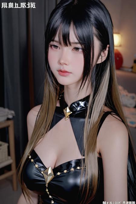 <lora:XiaMo_XL-000010:0.8> xiamo 1girl, indoors, breasts, long hair, black dress, bangs, contrast, shiny, shiny hair, shiny skin, shiny clothes, masterpiece, extreme details, detailed, focus, masterpiece, realistic, photorealistic, 4k, 8k, 16k, highres