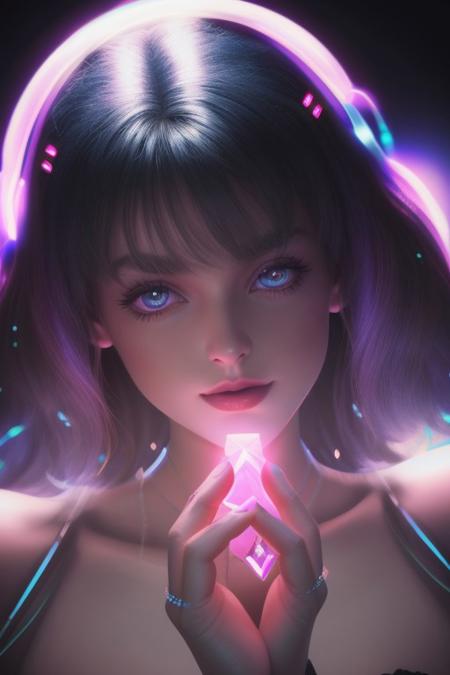 gorgeous neon diamond, close up,