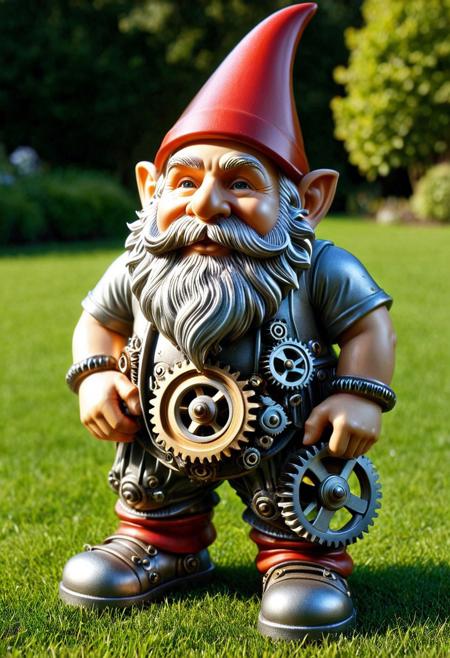 garden gnome made out of gears, on a front lawn, sunny weather,
best_quality, masterpiece, absurdres, highres, subject_focus, depth_of_field, ultra_detailed, sharp_focus, high_detail, intricate detail,
g3ars