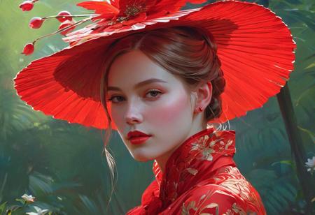 Beautiful Lady in Red
 - fantasy fashion painted by Kris Knight, Daniel F. Gerhartz, Berthe Morisot, Georges Seurat
, intricate, highly detailed, digital painting, artstation, concept art, smooth, sharp focus