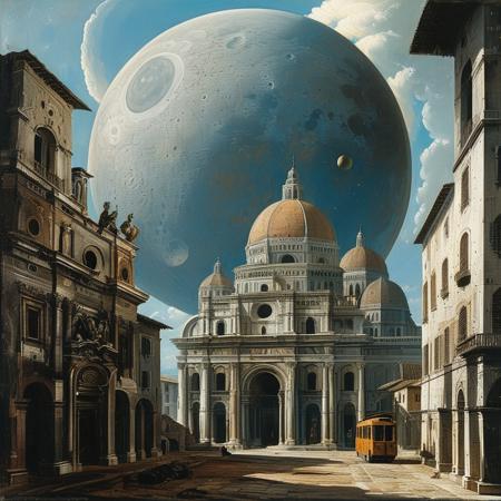 score_9, score_8_up, score_7_up, designed by Francesco Borromini, Sci-fi metropolis, busy streets, alien world, multiple moons, concept art, detailed, masterpiece