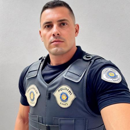 Police Policial Uniform Brazilian in uniform police officer with weapons police belt vehicle cell phone