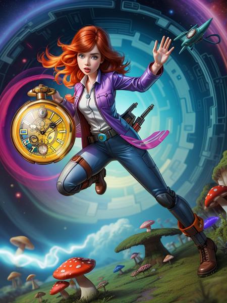 Jia Lissa, Buckaroo Banzai Across the 5th Dimension, mushrooms, acid, flying pocket watches, vibrant colors, temporal vortex,