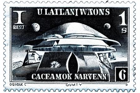 best quality,stamp,design_on_black_background,UFO Invasion Farm