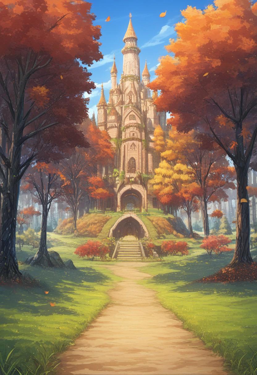 score_9, score_8_up, score_7_up, source_anime, best quality, masterpiece, ultra detailed, landscape, fantasy, autumn, forest, magical atmosphere, glowing plants, cozy, beautiful young woman, amazing background, outdoors, sparkling leaves, orange tones, enchanted path, warm light, vibrant colors