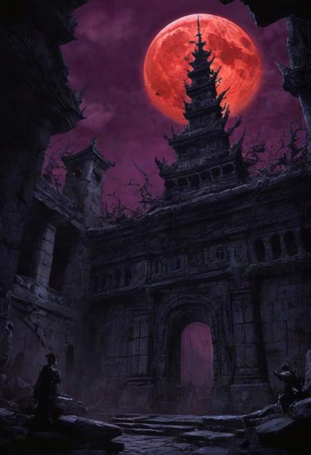 In the dimly lit chamber of cyclopean proportions, grotesque shadows danced upon the eldritch tapestries that adorned the walls, weaving a nightmarish symphony of indescribable horror. Sickly hues of otherworldly green and violet emanated from the blasphemous sigils etched into the ancient, crumbling stones, casting an eerie pallor upon the twisted forms that writhed in the abyssal darkness. The air hung heavy with an oppressive malevolence, as grotesque, tentacled monstrosities coiled around the pillars of the accursed altar, their gelatinous appendages reaching towards a forbidden cosmic portal. The tortured visages of half-formed abominations, suspended in a miasma of unfathomable dread, stared out from the mural, their eyes void of sanity in the presence of cosmic secrets too profound for mortal comprehension. A blood-red moon, swollen and malevolent, loomed in the alien sky, casting its baleful gaze upon a landscape where the boundaries between nightmare and reality dissolved into an indistinct, nightmarish tableau.
