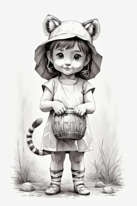 cubby cute little girl playing her tiger, pencil_(artwork), etching, crosshatching, rough sketch, monochrome, white background,Leonardo Style, illustration, in the style of Dave Malan, <lora:leonardo_illustration:0.8>, <lora:LowpolySDXL:1> Negative prompt: (worst quality, low quality:1.4), monochrome, zombie, (interlocked fingers), (comic:1.3), ng_deepnegative_v1_75t, badhandv4:1.4, watermark, signature, username, text, worst quality, low quality, normal quality, (missing hands, missing legs, missing finger), (extra hands, extra legs, extra finger), (bad hands, bad legs, bad finger), simple background, cropped, jpeg artifacts, blurry, ugly, duplicate, mutilated, mutated, mutation, deformed, poorly drawn hands, poorly drawn face, malformed limbs, extra limbs, cloned face, disfigured, bad proportions, (NFSW), gradient, 3 ears, 4 ears, rabbit ears, 3 legs Steps: 40, Sampler: DPM++ 2M SDE Karras, CFG scale: 7.0, Seed: 2553146810, Size: 768x1152, Model: Brookers Stlye XL, Denoising strength: 0, Clip skip: 12, Version: v1.5.1.17-2-gaded411, TaskID: 629233831513255311
