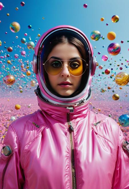 Persian color palette , Persian art, Persian girl, Persian, Iranian, Iran,SPACE IN THE BACKGROUND, IN A SPACESUIT, PINK CLOTHES, SHINY GLASSES folk costumes (Ethel Warwick: 1,2) (8k, RAW photo, highest quality), hyperrealistic, intricate abstract, intricate artwork, abstract style, otherworldly, mesmerizing parallel dimension, gravity defies logic, abstract masterpiece, interplay of floating objects, distorted silhouettes, vivid hues, ethereal light, weightlessness in an unknown realm, non-representational, colors and shapes, expression of feelings, imaginative, highly detailed, extremely high-resolution details, photographic, realism pushed to extreme, fine texture, 4k, ultra-detailed, high quality, high contrasthanfu,clear face, Ultra High Resolution, wallpaper, 8K,Rich texture details, hyper detailed, detailed eyes, detailed background, dramatic angle, epic composition, SimplepositiveXLv1 (masterpiece, high quality, ), , , model photoshoot, , a stylish girl, (by Andreas Gursky:1,3)