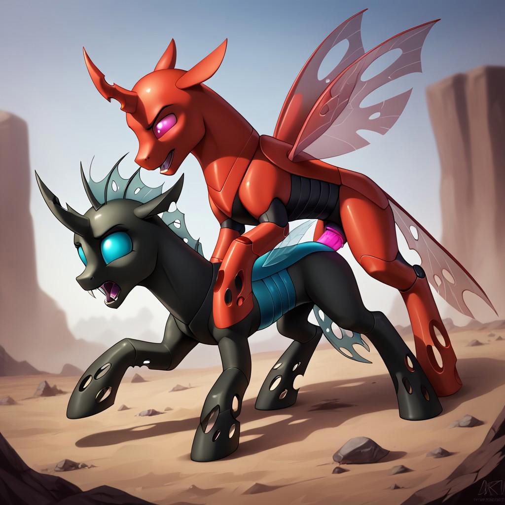 my little pony, feral, changeling, changeling drone, vaginal sex, doggystyle, realistic