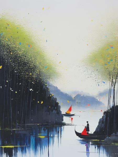 <lyco:WuGuanzhong:1.0> A couple romance 520 environment, Wu Guanzhong