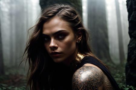 artistic photography, (symetric compositiont:1.5), (Medium Close-Up Shot:1.1) photo of 1girl  ,beautiful, (demonic goddess with yelow glowing eyes with reptilian pupils:1.35), (Cara Delevingne|keira knightley),  (gold intricite tattoos on the neck:1.3),  sharp facial feathers,   short burgundy hair with gold highlights, (fitness body type:1.2),  voluptuous, vivid colors , (dust, fog, mist, particles around her body: 1.35), (angry looking  straight at viewer) Deep view, (lights:1.1),  (detailed skin textures:1.1), (in old mystic forrest:1.1), (bokeh, particle efects,:1.3),  , (she sits on a monumental rock:1.3), she iis wearing tight short gold ornate dress, <lora:add_detail:1>  ( natural moody light:1.1), (evening:1.3), ( hasselblade,  4 kodak portra 400 camera, f5 lens, (rich colors:1.1),sharp focus,  natural, lifelike texture, dramatic lighting, cinestill 800, deep shadow, cinematic,)