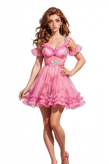 p1nkfl0ral, frilly pink dress, short dress, 