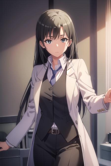 shizukahiratsuka, <lora:shizuka hiratsuka s2s3-lora-nochekaiser:1>,
shizuka hiratsuka, long hair, black hair, (black eyes:1.5),
BREAK necktie, belt, vest, labcoat, white labcoat,
BREAK indoors, classroom,
BREAK looking at viewer, (cowboy shot:1.5),
BREAK <lyco:GoodHands-beta2:1>, (masterpiece:1.2), best quality, high resolution, unity 8k wallpaper, (illustration:0.8), (beautiful detailed eyes:1.6), extremely detailed face, perfect lighting, extremely detailed CG, (perfect hands, perfect anatomy),