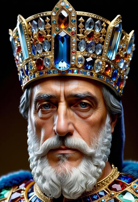 score_9, score_8_up, score_7_up, detailed photo, masterpeice, Ultrarealistic. (((cs-cr1stal-v2))), 
Emperor Charlemagne, medieval emperor, Catholic, regal, furs, gold, Bejeweled, reichskrone, shining jewels, imperial portrait