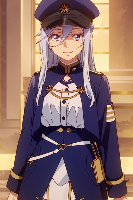 <lora:è¾å¨1V-000010:0.8>,è¾å¨,1girl,solo,long hair,very long hair,antenna hair,colored eyelashes,
æå¸½åæ,military,military hat,military uniform,blue headwear,peaked cap,high collar,sailor collar,collarbone,blue cropped jacket,white shirt,long sleeves,zettai ryouiki,high waist skirt,blue skirt,white skirt,, Exquisite visuals, high-definition,masterpiece,best quality,