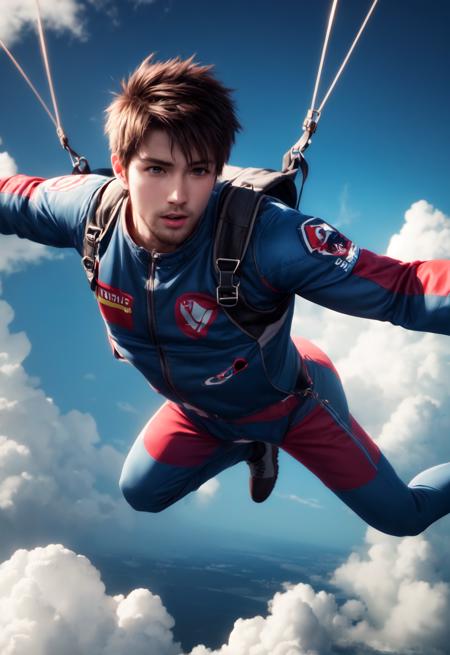 boy skydiving, clouds, wind, muscular,
vibrant colors, colorful art style, 
soft lighting, soft shadows, detailed textures, dynamic lighting,  
nice hands, perfect hands, 
<lyco:GoodHands-beta2:1.0> 
<lora:add_detail:1>