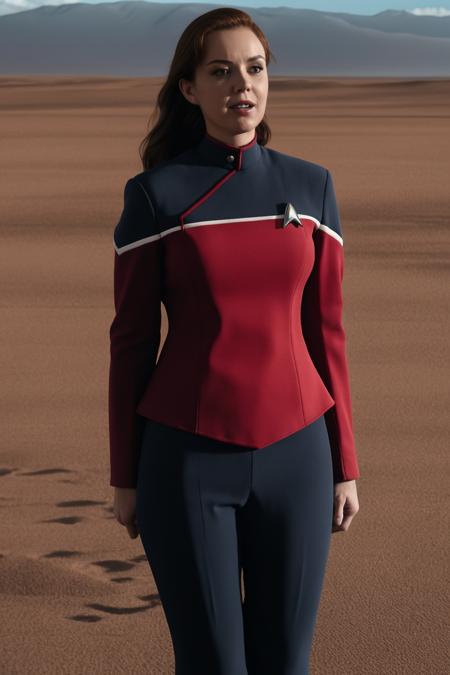 woman in red sttldunf uniform<lora:STTLDV1:0.8>