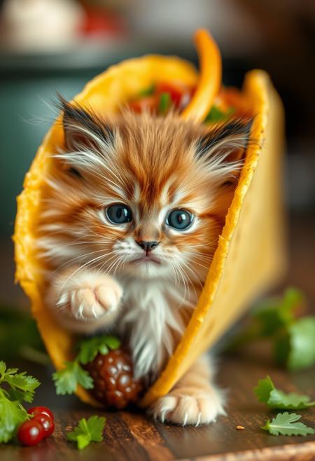 A fluffy kitten in a taco!,absolutely adorable,uwu,cute