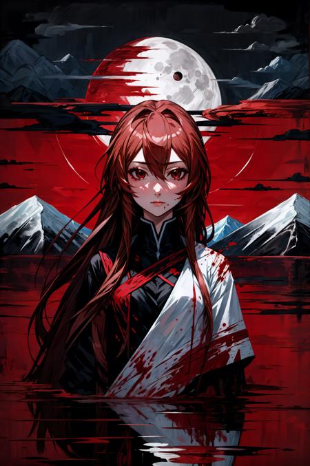 (masterpiece, best quality), <lora:aisaka taiga-lora-Faxtron:0.8> aisaka taiga, long hair, brown hair, hair between eyes, brown eyes, <lora:OilAbstractDarkFantasy:0.8> black, blood, 1girl, moon, mountain, oil painted,
<lora:add_detail:0.8>,