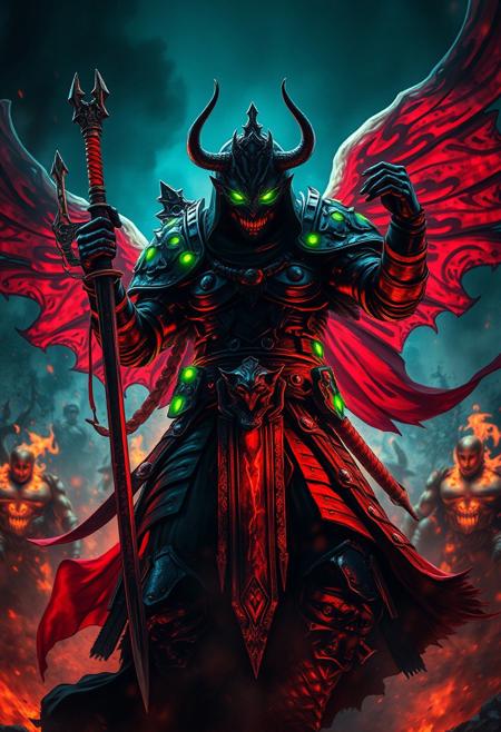 Epic dark fantasy vibrantly colored hyperdetailed ink art depicting a legendary warrior in defiance against impossible odds. Strong top lighting effect. Bioluminescent glowing armor and weapon accessories. Volumetric lighting. Chiaroscuro oil painting by Caravaggio. Deep glow effect, cinematic light bloom, cinematic lens flare. Grimdark, gritty, intense, volatile. Hypermaximalism. Motion blur. Full-frame fisheye lens. 32K cinematic hyperrealistic fantasy ultradetailed masterpiece.
