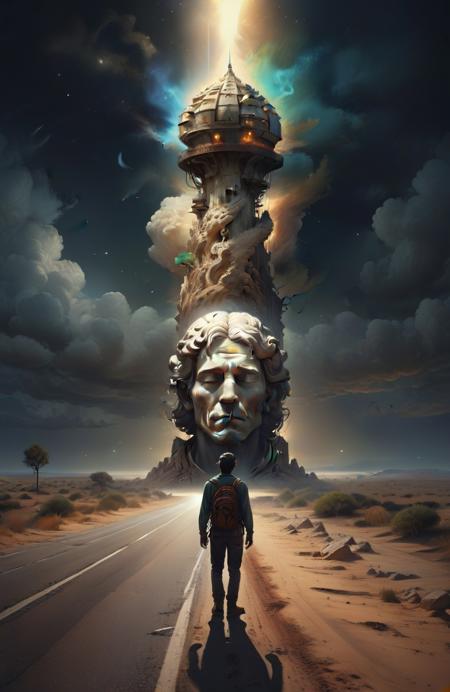 {"prompt": "Hitchhiker\u2019s Prayer. The bleached brain of the weary hitchhiker saps the vision of dawn along the highway.Yet his post-modern machinations tower overhead, they cast shadow that chases him across his open mind. The journey is long with jagged streets and winding lanes, with fear and loathing looming close behind on saddle back. Somehow beyond the horizon of his mind\u2019s eye, he was able to wrest an existence of spacelessness. Like the ancient ones who came before, they rejoiced at sifting time between their hands like sand. For the inner light has seeped through nature\u2019s breathe, and an Odyssey awaits the hitchhiker\u2019s incline. The Doors of Perception lay there at the foot of his destinate, A panel between here and the rest of reality. We must now know that the further one travels, the less one knows. Arrive without traveling. See all without looking. Do all without doing. Soft vibrant Lens, Ultra High Definition 8K , Detailed and Intricate, vivid colors, Beautiful Lighting, Clean & clear", "negative_prompt": "", "seed": 1289911960, "use_stable_diffusion_model": "juggernautXL_v9Rdphoto2Lightning", "clip_skip": true, "use_controlnet_model": null, "use_vae_model": "", "sampler_name": "euler", "width": 832, "height": 1280, "num_inference_steps": 7, "guidance_scale": 3.0, "use_lora_model": "ChalkDustStyleSDXL", "lora_alpha": 0.8, "use_embeddings_model": null, "tiling": null, "use_face_correction": null, "use_upscale": null}
