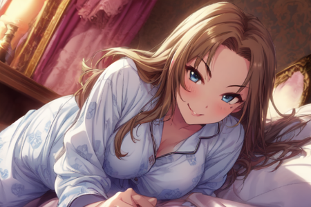 Matsumoto_sarina, 1girl blue eyes brown hair long hair large breasts,