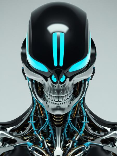 An enthralling 3D render unveils a dark fantasy mechanical neck spine system, envisioning a futuristic and sinister concept. The spine is intricately detailed, incorporating fiber optic neurons that interconnect with a polished, transparent helmet. The helmet houses electronic-optical eyes that emit a subtle, enigmatic glow, contributing to the ominous appearance. The design masterfully merges advanced technology with the macabre, eliciting a sense of enigma and captivation. This conceptual artwork prompts the viewer to contemplate the intersection of technology and dark fantasy, evoking a blend of fascination and discomfort.