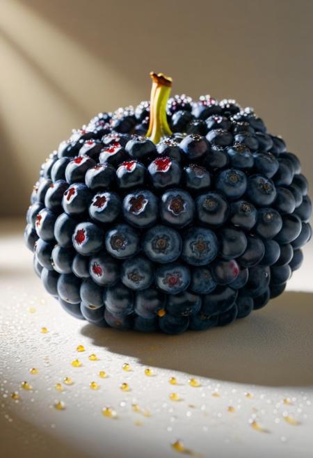 masterpiece, 4k, ray tracing, intricate details, highly-detailed, hyper-realistic, 8k RAW Editorial Photo.
A big Blueberry made by perfect blackberrys,
,cinematic light, dramatic light, shallow depth of field, high budget, bokeh, cinemascope, multiple types of view