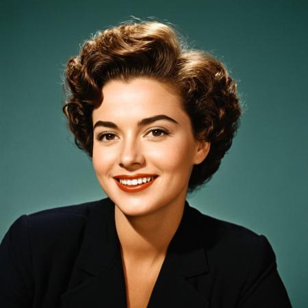 UHD, 4k, ultra detailed, cinematic, a photograph of  <lora:kodachrome xl v1:0.9>
In 1950's a cinematic Kodachrome Technicolor motion picture of a tearywoman with a black jacket and a white flower, perfect image, perfect body, perfect anatomy, sharp image, detailed image, Kodak film style, high quality photography, Kodachrome style, Technicolor style, 1950's style, Technicolor Monopack style, 16mm, 8mm, Super 8 movie, 35mm movie style, film color style, cinematic photography style, analog photography style, cinematic film color style, deep color style, different character, different background, different picture, Eastman Kodak style, K-14 process style, Color slide style, film skin tone style, different color, solo, looking at viewer, smile, short hair, brown hair, black hair, parted lips, lips, portrait, curly hair, afro, photorealistic, teeth, blurry, brown eyes, closeup, epic, beautiful lighting, inpsiring