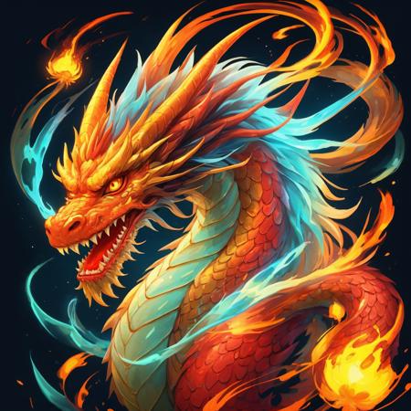 a painting of a dragon surrounded by lanterns, chinese dragon, chinese dragon concept art, fire dragon, fire flaming dragon serpent, phoenix dragon, red dragon, dragon blowing fire above, china silk 3d dragon, smooth chinese dragon, ''dragon breathing fire, chinese fantasy, jellyfish phoenix dragon, a red dragon, cyan chinese dragon fantasy, oil painting of dragon, golden dragon,  <lora:DragonsAbstract:0.35>