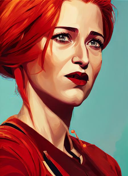 arcane style <lora:lora_gillian_anderson:1>, portrait of ((sks woman)) by Flora Borsi, style by Flora Borsi, bold, bright colours, orange Mohawk haircut, ((Flora Borsi))