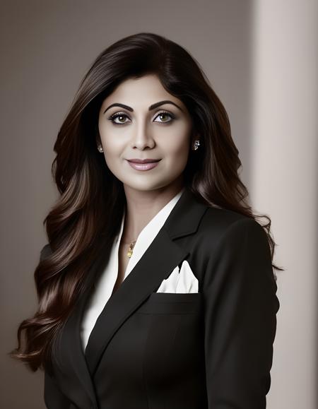 cinematic film still ShilpaShetty,<lora:ShilpaShettySDXL:1> A Photograph of a poised woman in a polished business suit against a neutral background. Classic elegance in chic monochrome. . shallow depth of field, vignette, highly detailed, high budget, bokeh, cinemascope, moody, epic, gorgeous, film grain, grainy