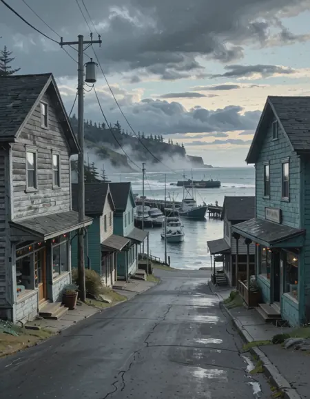 Pacific Northwest Coastal Town illu