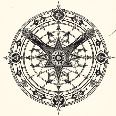 Ink style, intricate occult symbolism, esoteric, golden dawn, thelema, chaos magick