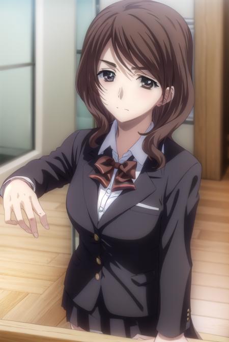 chieashikaga, <lora:chie ashikaga-lora-nochekaiser:1>,
chie ashikaga, brown hair, (brown eyes:1.5), medium hair,
BREAK skirt, long sleeves, bow, school uniform, earrings, bowtie, red bow, buttons, blazer, (black blazer:1.5),
BREAK indoors, classroom,
BREAK looking at viewer, (cowboy shot:1.5),
BREAK <lyco:GoodHands-beta2:1>, (masterpiece:1.2), best quality, high resolution, unity 8k wallpaper, (illustration:0.8), (beautiful detailed eyes:1.6), extremely detailed face, perfect lighting, extremely detailed CG, (perfect hands, perfect anatomy),