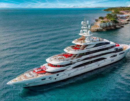 <lora:Yacht:0.9> , Yacht , sea , sky , red , very high quality , blue sky , turquoise sea