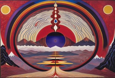 Mklasarvstivda style, style of Marsden Hartley, multiple cosmic maps, radar display, lapis lazuli stone, purple halo, land of darkness, recurrence, cyclic universe, cyclical, schizoanalytic cartography, aureolin color, crimson red, sharp colors, bright, splendid, mesmerizing art, cafe noir, absolute masterpiece, ths_tapestry, Amanda Sage style, pureerosface_v1