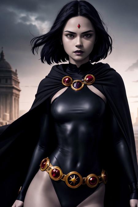 masterpiece, best quality, <lora:RavenDC:0.75>, raven \(dc\), 1girl, superhero, black leotard, belt, wearing a black cloak, floating in air, floating hair, masterpiece, best quality, highest quality, cinematic lighting, (volumetric lighting), extremely detailed CG unity 8k wallpaper, 8k wallpaper, 4k wallpaper, extremely detailed, ultra realistic, photorealistic, sharp focus, absurdres, (HDR:1.2), (high contrast), photograph, detailed and intricate, vibrant, 4K HQ, sharp focus, (Ultra realistic [[photo]], detailed face:1.0), (detailed eyes:1.0), (realistic photo:1.1), (masterpiece:1.0), detailed background , dark <lora:breastslider:5>