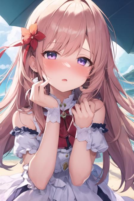 1girl, solo, masterpiece, best quality, unity 8k wallpaper, illustration, ultra-detailed, <lora:torogao_v2-000010:1>, full-face blush, heavy breathing,