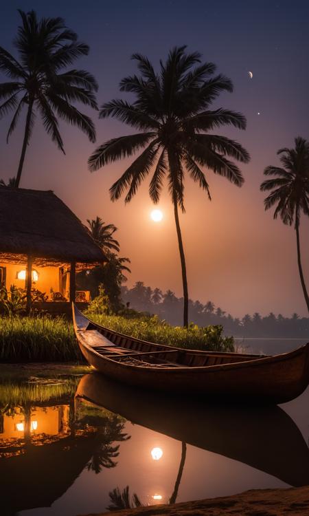 cinematic still ArsMJStyle, Paradise of Kerala River side by night, full illuminating moon, reflection, a lost old wooden canoe, shadowed Palms, natural colors, best quality, double exposure, realistic, whimsical, fantastic, splash art, intricate detailed, hyperdetailed, maximalist style, photorealistic, concept art, sharp focus, harmony, serenity, tranquility, mysterious glow . emotional, harmonious, vignette, 4k epic detailed, shot on kodak, 35mm photo, sharp focus, high budget, cinemascope, moody, epic, gorgeous, film grain, grainy, comic ArsMJStyle, Paradise of Kerala River side by night, full illuminating moon, reflection, a lost old wooden canoe, shadowed Palms, natural colors, best quality, double exposure, realistic, whimsical, fantastic, splash art, intricate detailed, hyperdetailed, maximalist style, photorealistic, concept art, sharp focus, harmony, serenity, tranquility, mysterious glow . graphic illustration, comic art, graphic novel art, vibrant, highly detailed, Ornate and Intricate, ArsMJStyle, Paradise of Kerala River side by night, full illuminating moon, reflection, a lost old wooden canoe, shadowed Palms, natural colors, best quality, double exposure, realistic, whimsical, fantastic, splash art, intricate detailed, hyperdetailed, maximalist style, photorealistic, concept art, sharp focus, harmony, serenity, tranquility, mysterious glow, decorative, highly detailed, elaborate, ornate, intricate, ambient occlusion, halation, cozy ambient lighting, dynamic lighting,masterpiece, award winning, a masterpiece, Special Ink-drawing mode, animeniji, Mh1$AgThS2, 2D flat anime, cartoon-style, intricate linework with expressive contrasts, soft lighting with dynamic highlights, WLOP, ArsMJStyle, Paradise of Kerala River side by night, full illuminating moon, reflection, a lost old wooden canoe, shadowed Palms, natural colors, best quality, double exposure, realistic, whimsical, fantastic, splash art, intricate detailed, hyperdetailed, maximalist style, photorealistic, concept art, sharp focus, harmony, serenity, tranquility, mysterious glow, breathtaking, very inspirational, cute, complex, fine composition, highly enhanced, light shining atmosphere, ambient cinematic epic, extremely romantic, rich deep color, beautiful scenic, stunning, pure, gorgeous, great artistic, thought driven, perfect, delicate, elegant, brilliant, creative, innocent, joyful, spiritual, wonderful, dramatic, lovely, dynamic